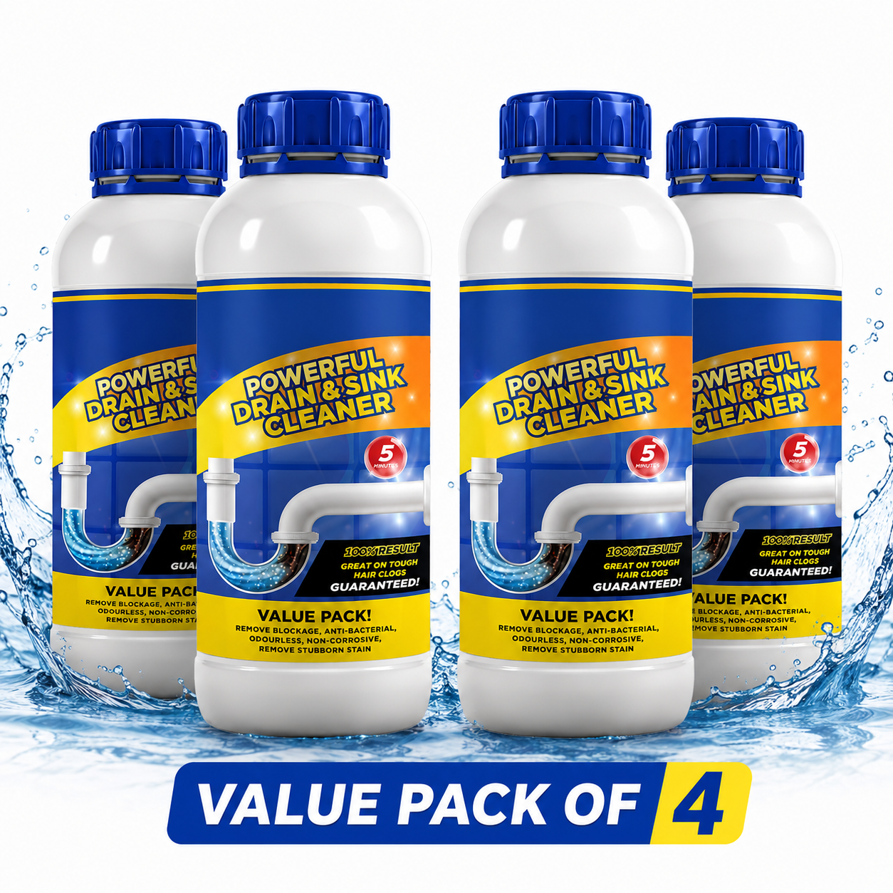 Powerful Drain & Sink Cleaner (Pack Of 4)