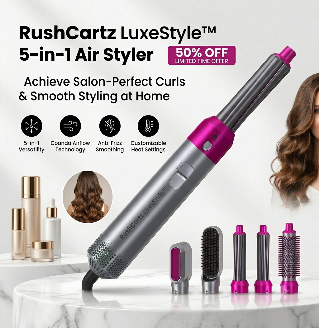 Your Hair. Your Signature Look - RushCartz LuxeStyle™ 5-in-1 Air Styler.