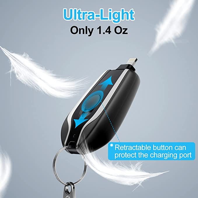 RushCartz PowerPod Mini – Keychain Emergency Charger (Type-C Fast Charge)